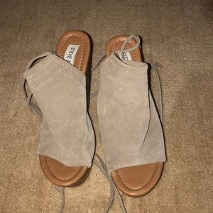 Steve Madden lace up wooden wedges